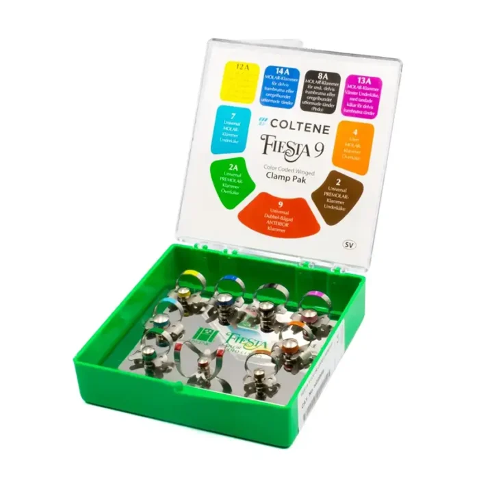 Coltene Fiesta 9w Color Coded Dental Dam Clamp Set Open Box