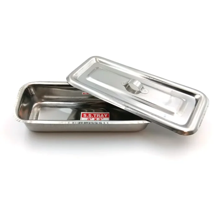 Classic SS Instrument Tray with Lid 8" x 3" - Image 2