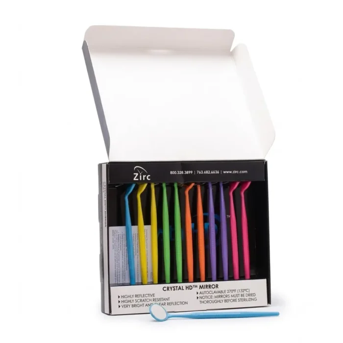 Zirc Crystal HD Thin Grip Mouth Mirror (Pack of 12)